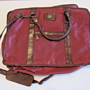 Jaguar Vintage Soft Briefcase Sports Car Travel Bag Tote Shoulder Strap Burgundy
